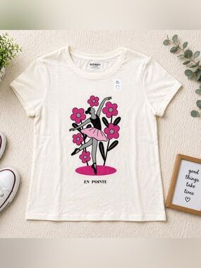 Old Navy Cream Short-Sleeve Tee with Pink Ballet Graphic